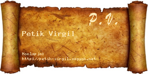 Petik Virgil névjegykártya